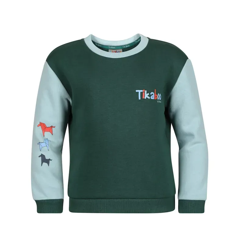 Tikaboo Childs Sweatshirt in Green Horse