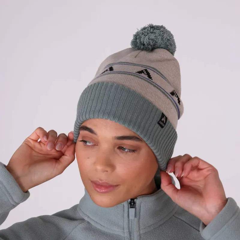 Aubrion React Bobble Hat in Sage/Sand