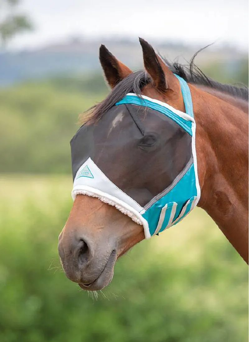 Shires Fine Mesh Earless Fly Mask In Teal