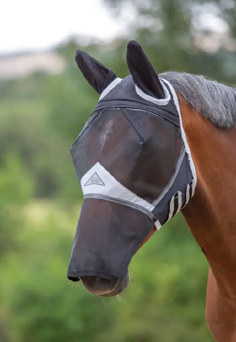 Shires Fine Mesh Fly Mask With Ears And Nose In Black