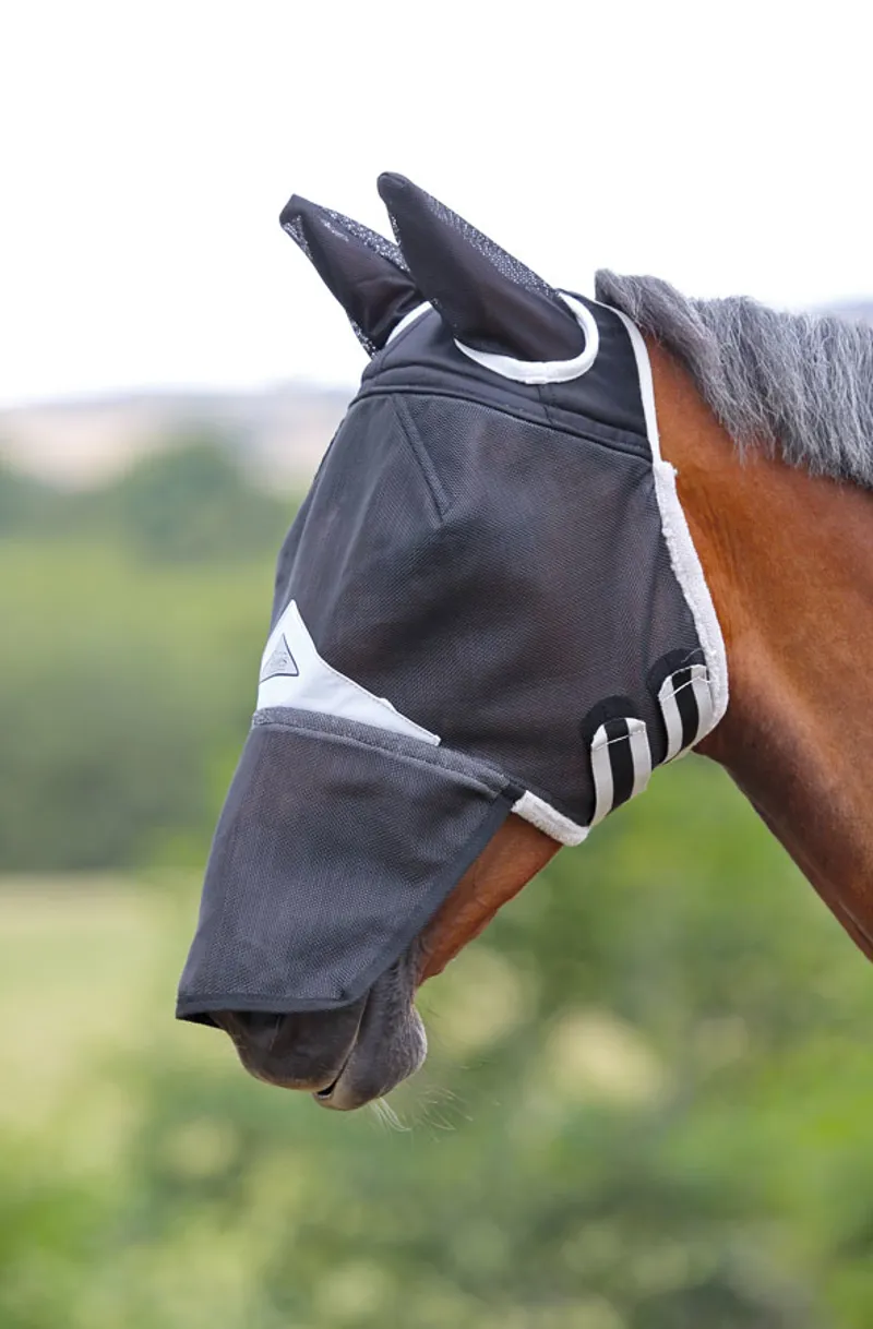 Shires Field Durable Fly Mask With Ears And Nose In Black
