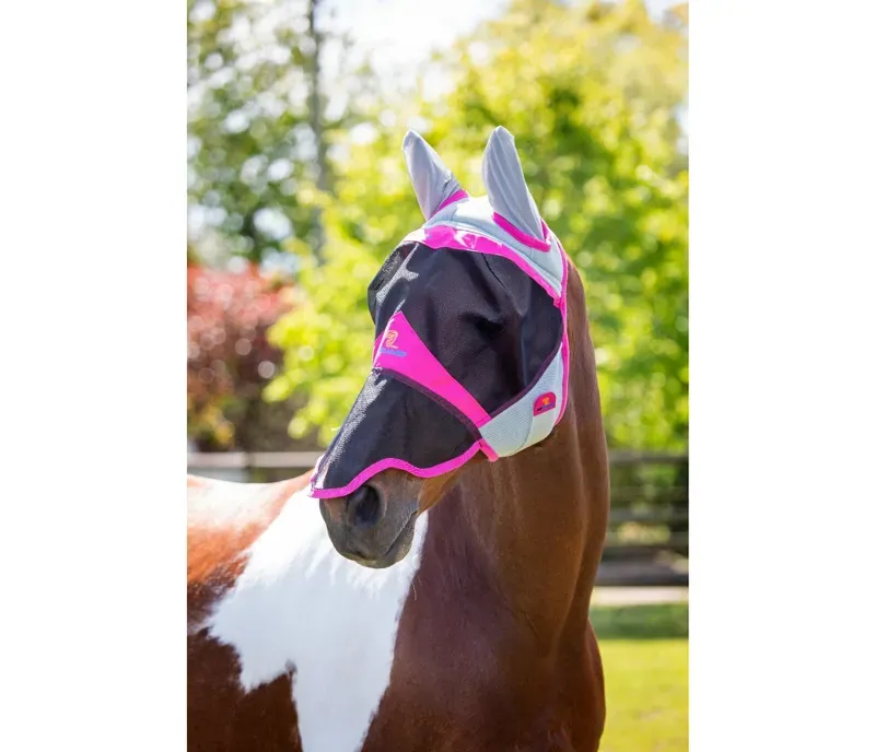 Shires Air Motion Fly Mask With Ears and Nose in Pink