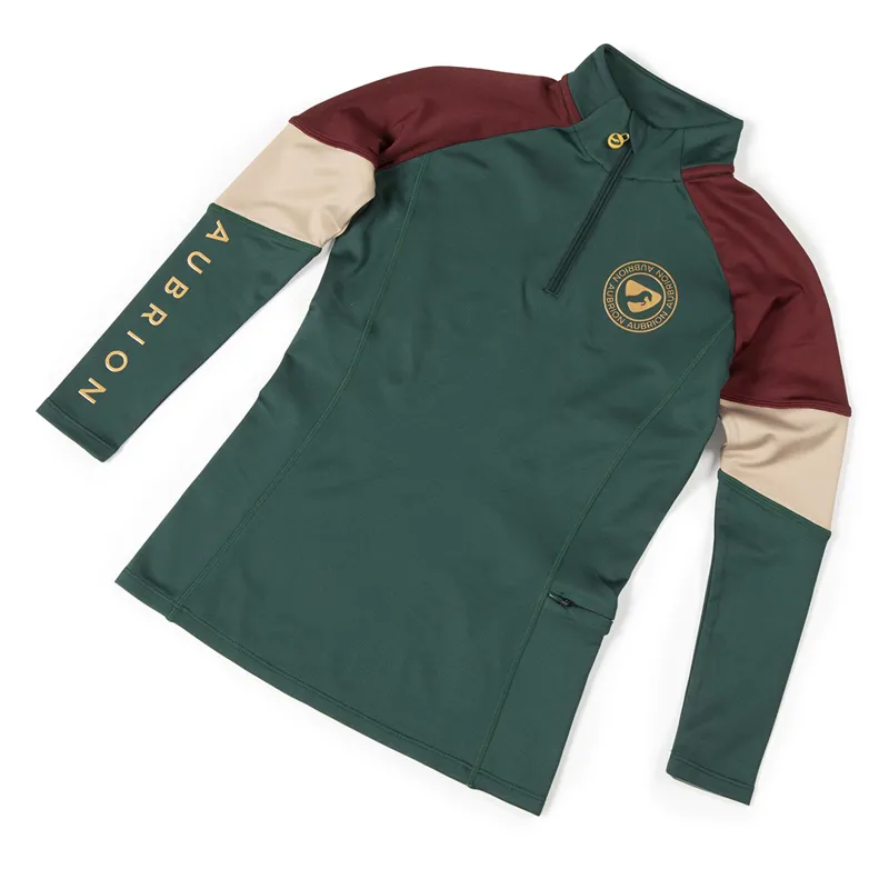 Aubrion Young Rider Newbury Long Sleeve Base Layer in Dark Green