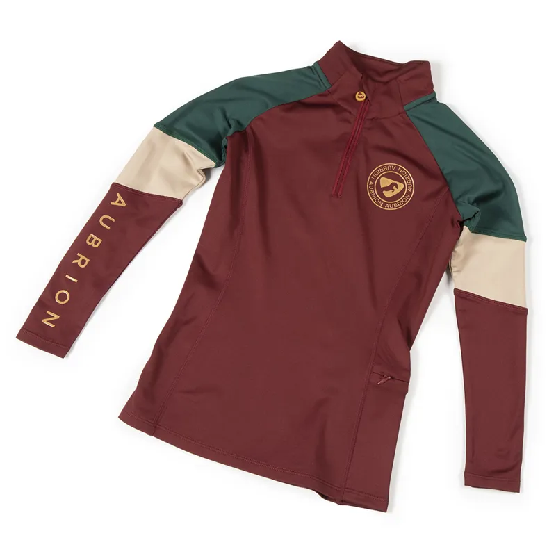 Aubrion Young Rider Newbury Long Sleeve Base Layer in Wine