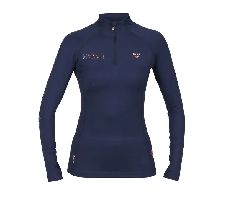 Shires Aubrion Team Long Sleeve Base Layer in Navy Blue