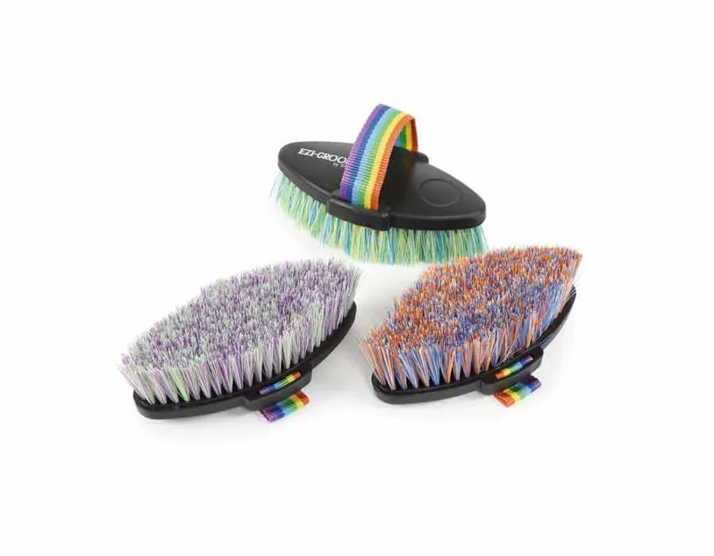 Shires Ezi-groom Small Shape Up Body Brush in Purple/Green