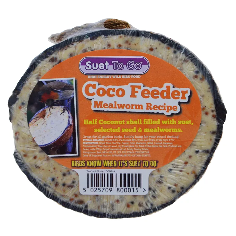 Suet To Go Half Coco Feeder mealworm