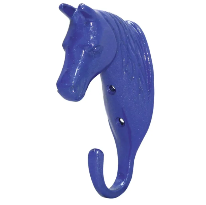 Perry Equestrian Horse Head Single Stable/Wall Hook in Blue