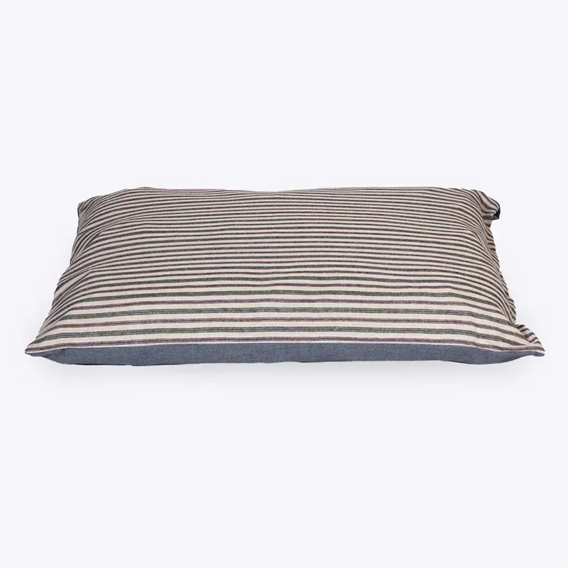 Danish Design Large Rustic Stripes Denim Deep Duvet Pet Bed in Blue/Multi