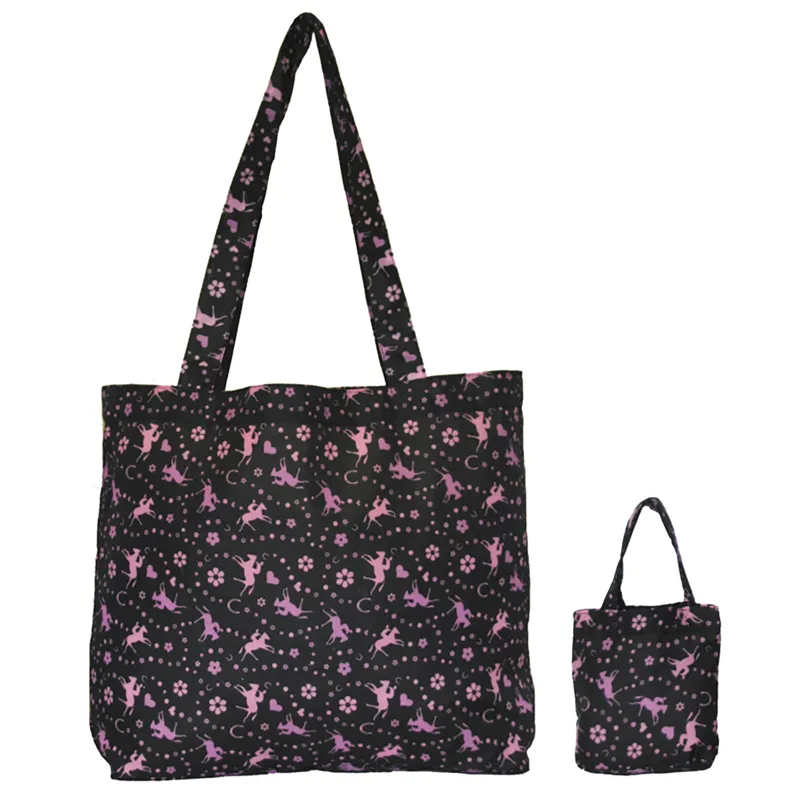 Moorland Rider Foldaway Shopper in Black/Daisy Chain