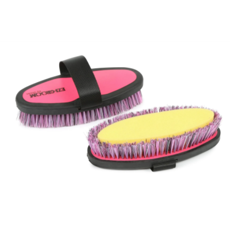 Shires Ezi-Groom Large Grip Body Wash Brush in Bright Pink