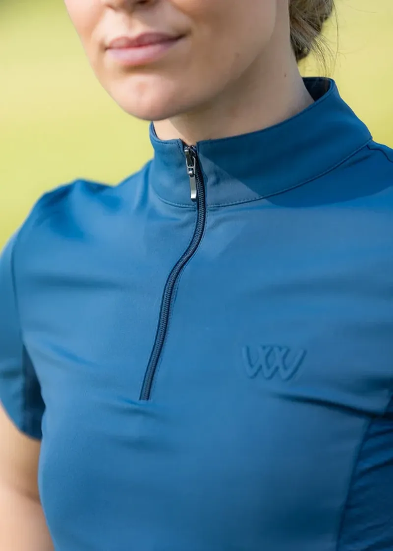 Woof Wear Ladies Short Sleeve Tech Riding Shirt in Petrol Blue-4