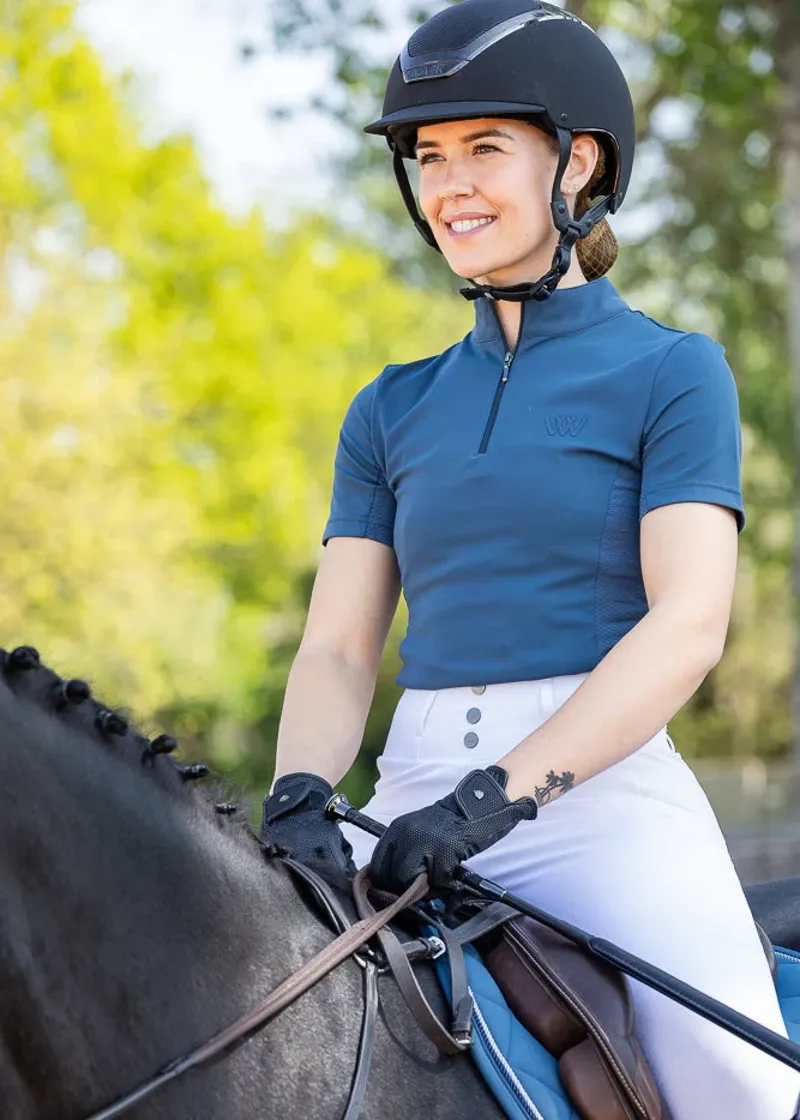 Woof Wear Ladies Short Sleeve Tech Riding Shirt in Petrol Blue-3