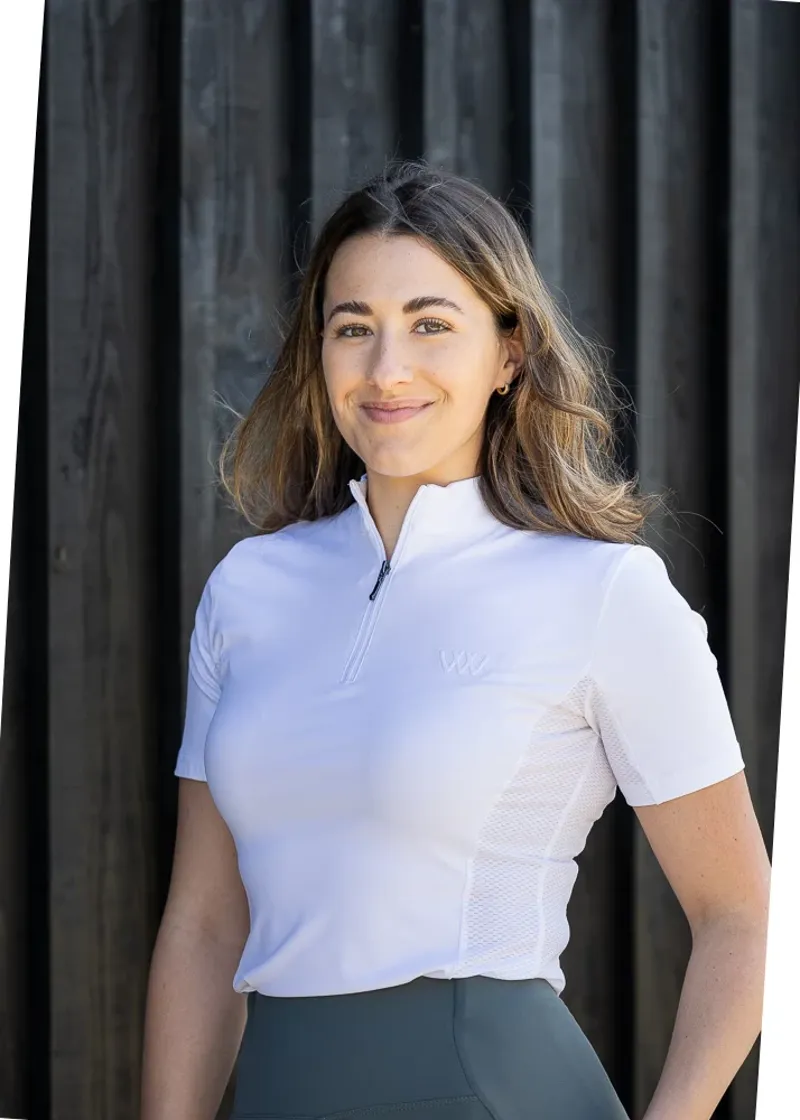 Woof Wear Ladies Short Sleeve Tech Riding Shirt in White-3