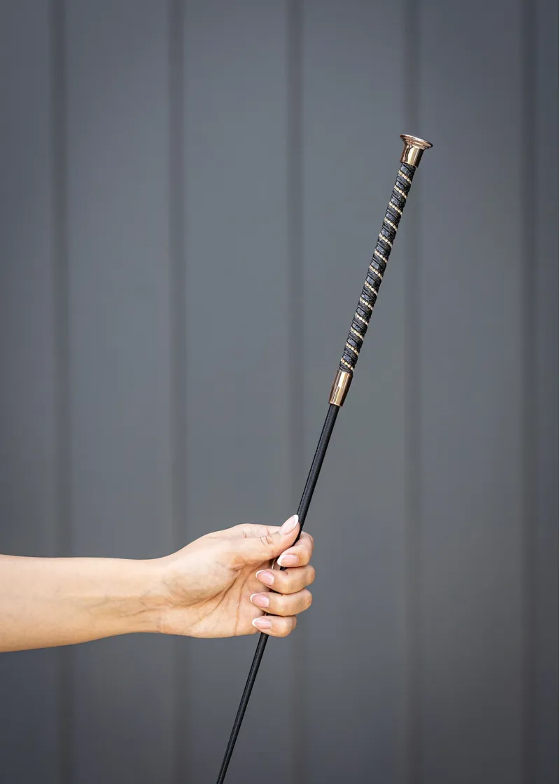 Woof Wear Twisted Dressage Whip in Black/Rose Gold-1