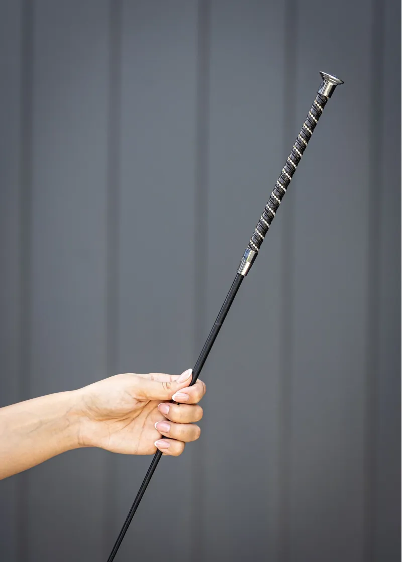 Woof Wear Twisted Dressage Whip in Black/Silver-1