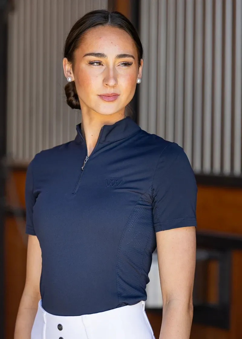 Woof Wear Ladies Short Sleeve Tech Riding Shirt in Navy-3