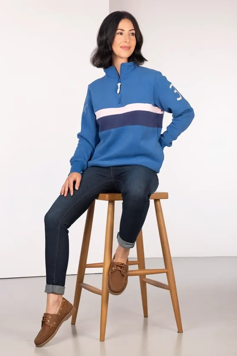 Rydale Ladies Bramham Stripe Sweatshirt in Blue/Navy-4