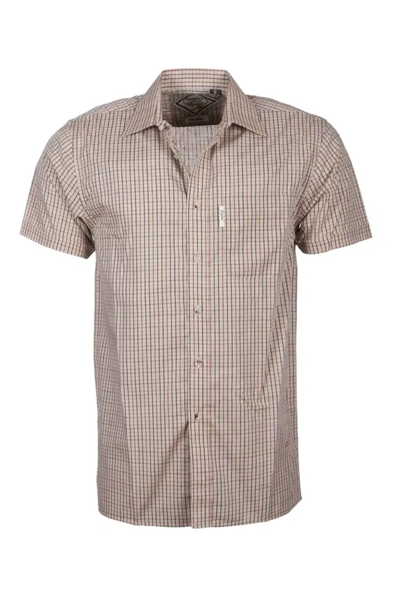 Rydale Men's Short Sleeved Check Shirt in Poacher Beige