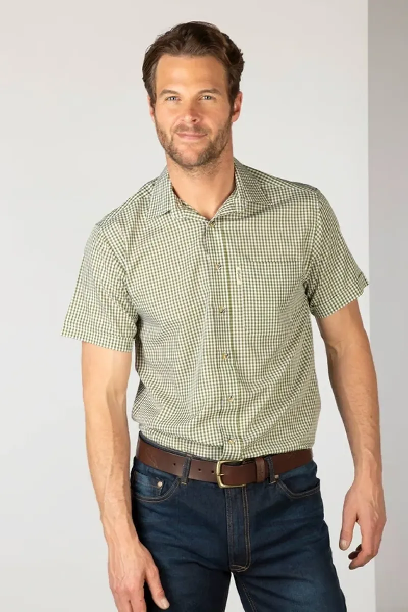 Rydale Men's Short Sleeved Check Shirt in Millington Olive-1