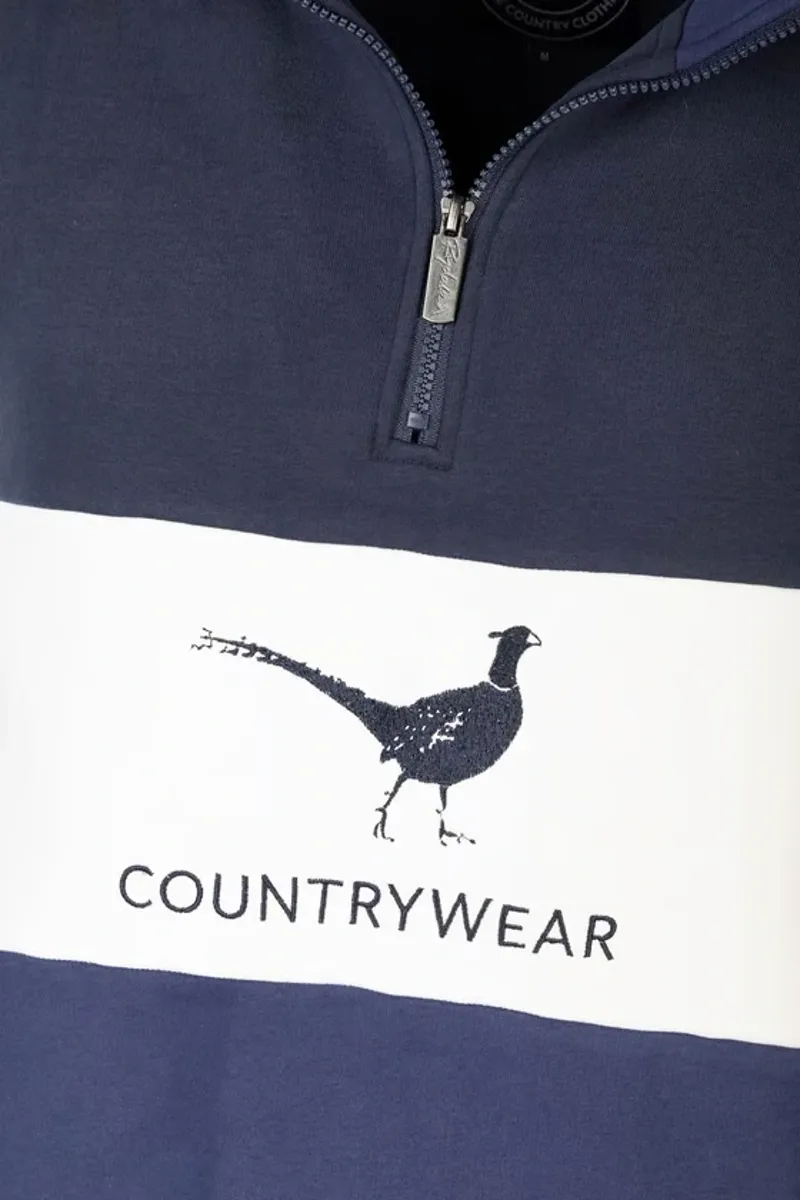 Rydale Byland Men's Sweatshirt - Pheasant in Navy/White/Denim-6