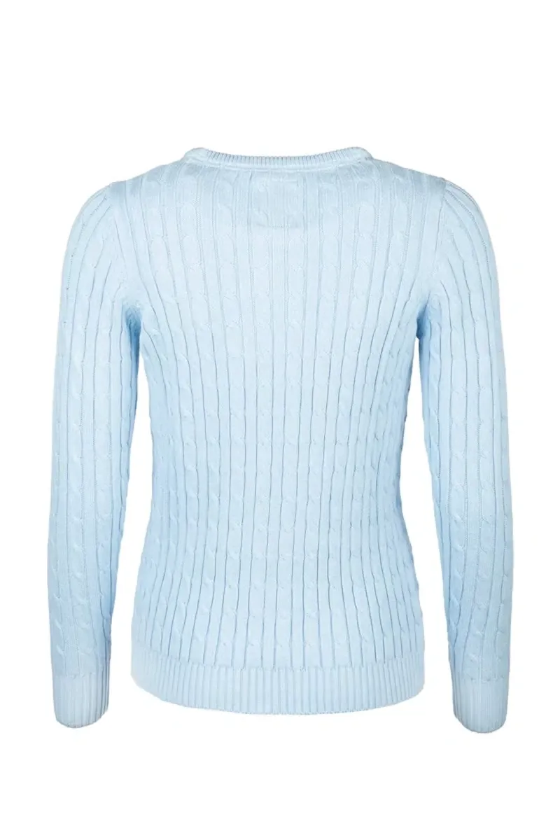 Rydale Ladies Emma Crew Neck Cable Knit Jumper in Soft Blue-1