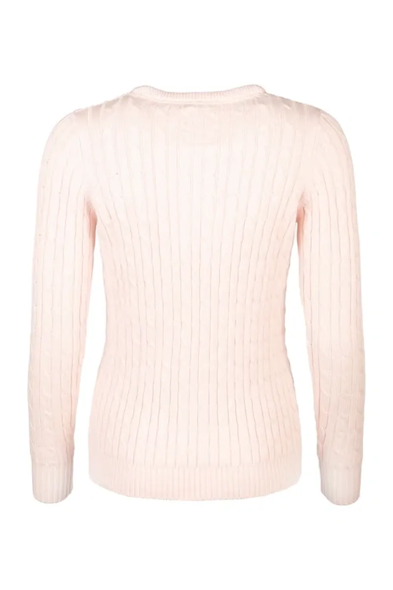 Rydale Ladies Emma Crew Neck Cable Knit Jumper in Soft Pink-1
