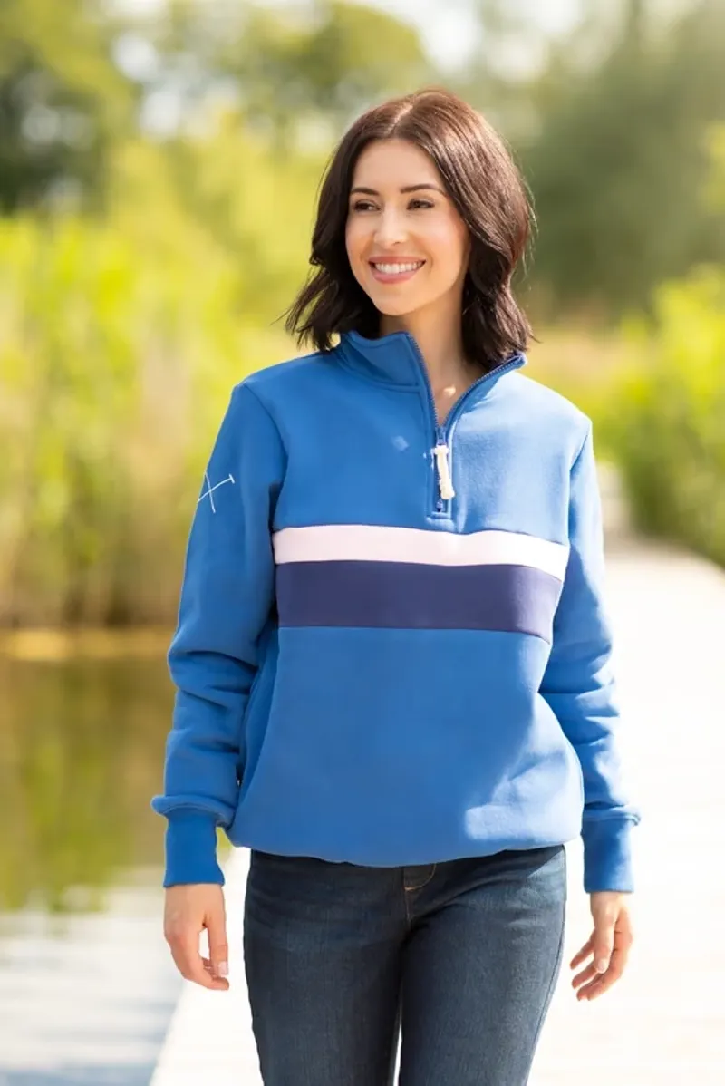 Rydale Ladies Bramham Stripe Sweatshirt in Blue/Navy-2