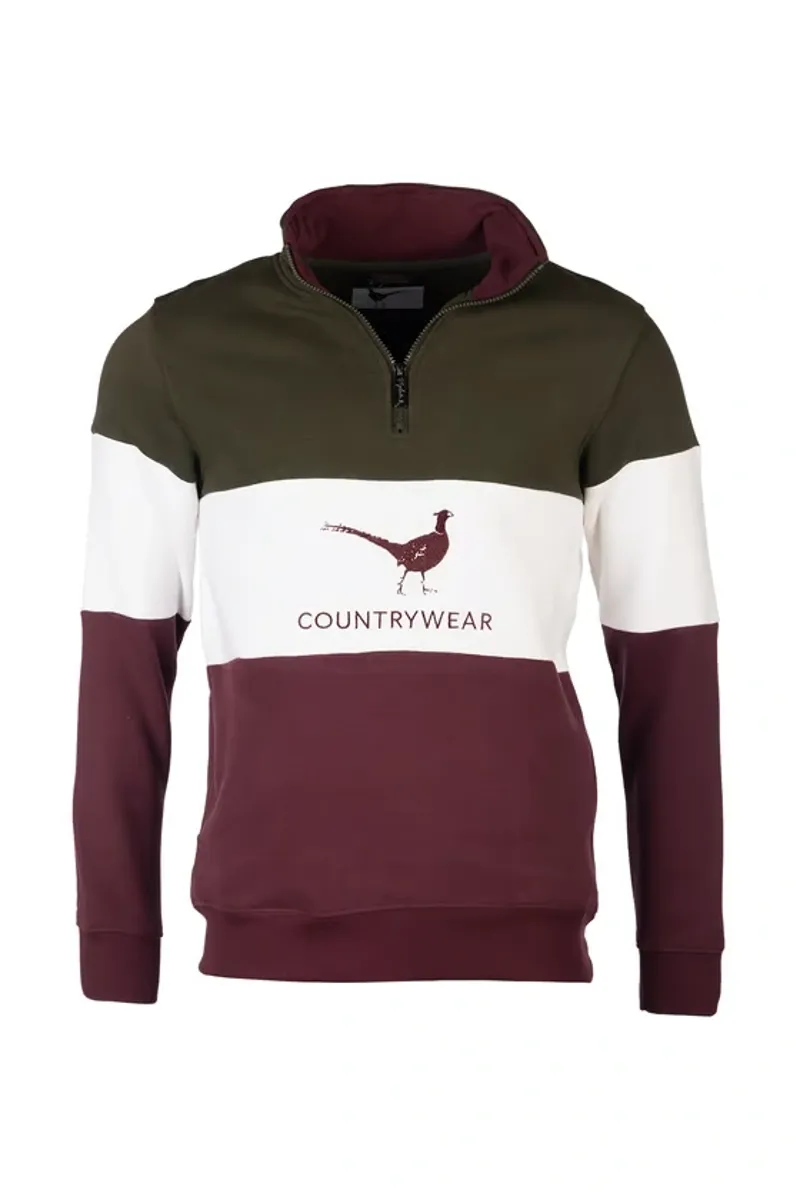 Rydale Byland Men's Sweatshirt - Pheasant in Wine/White/Olive