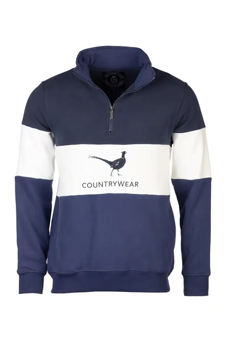 Rydale Byland Men's Sweatshirt - Pheasant in Navy/White/Denim