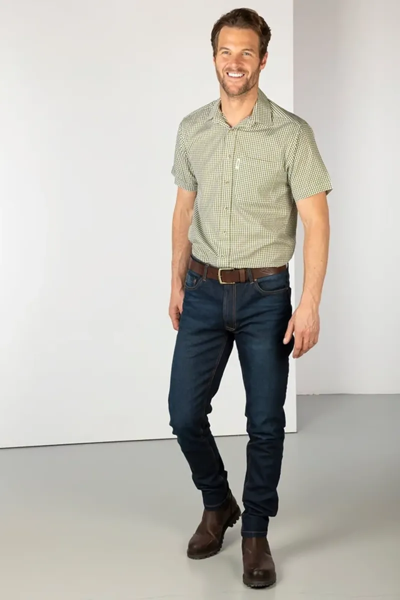 Rydale Men's Short Sleeved Check Shirt in Millington Olive-3