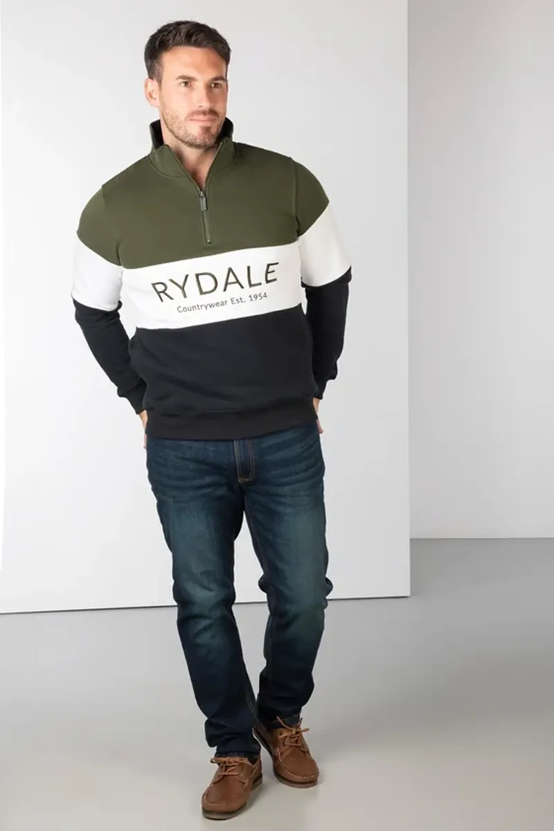 Rydale Byland Men's Sweatshirt - Rydale in Olive/White/Black-4