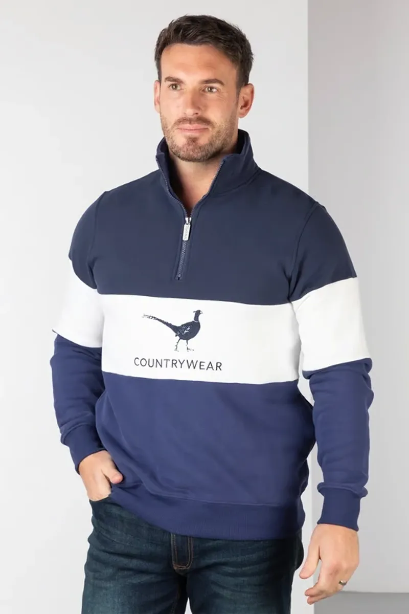 Rydale Byland Men's Sweatshirt - Pheasant in Navy/White/Denim-2