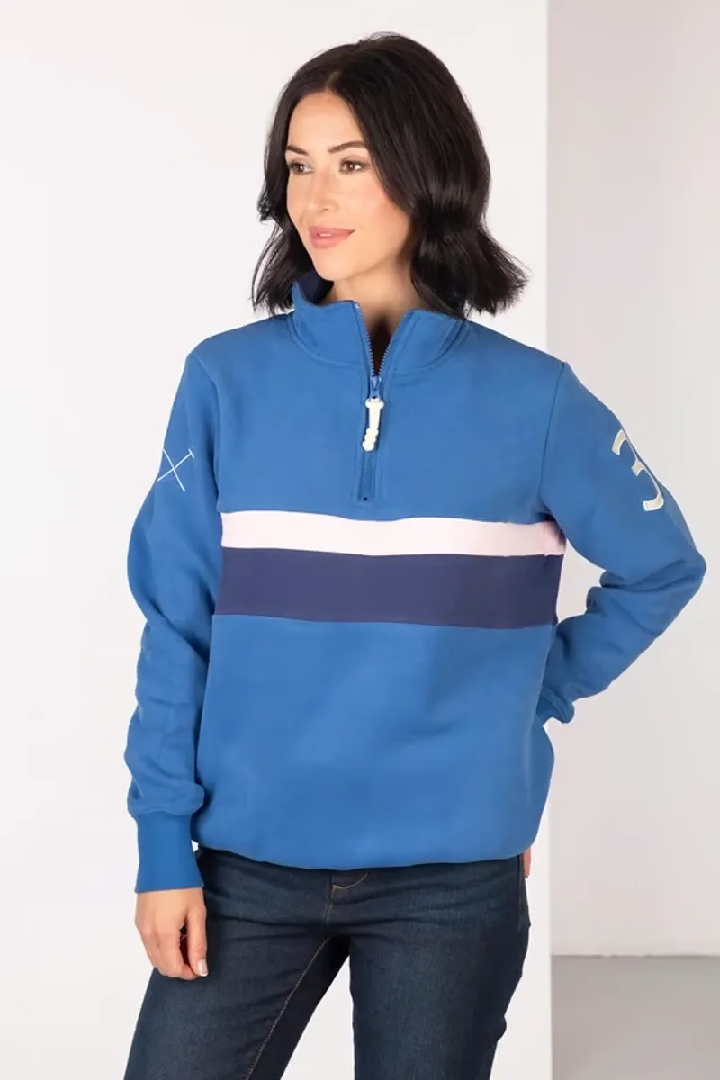 Rydale Ladies Bramham Stripe Sweatshirt in Blue/Navy