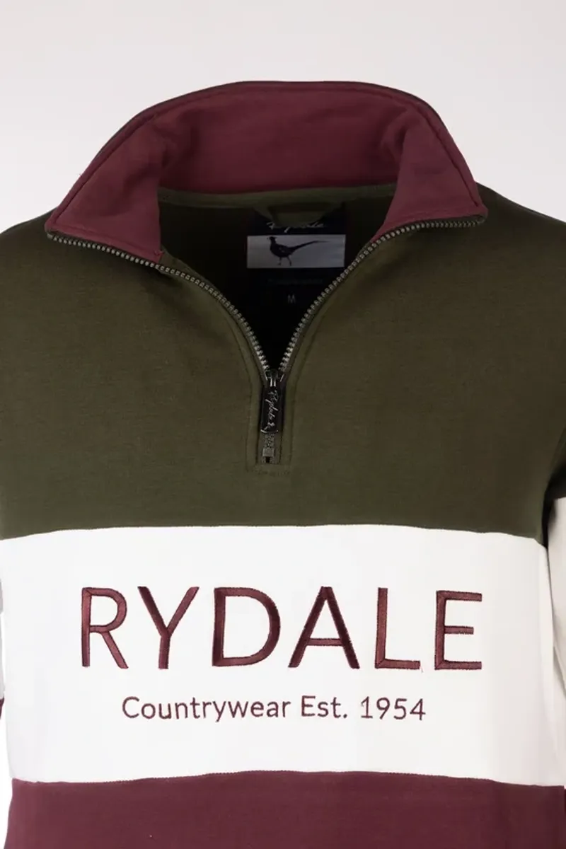 Rydale Byland Men's Sweatshirt - Rydale in Wine/White/Olive-7