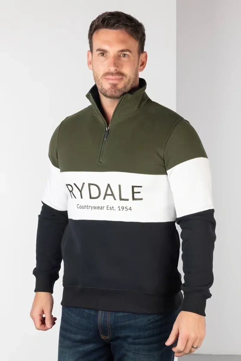 Rydale Byland Men's Sweatshirt - Rydale in Olive/White/Black-2