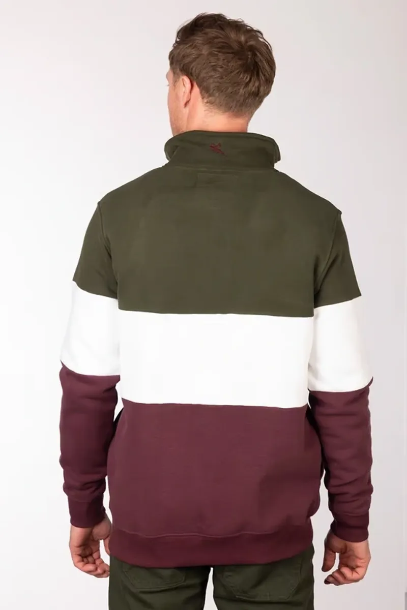 Rydale Byland Men's Sweatshirt - Pheasant in Wine/White/Olive-3