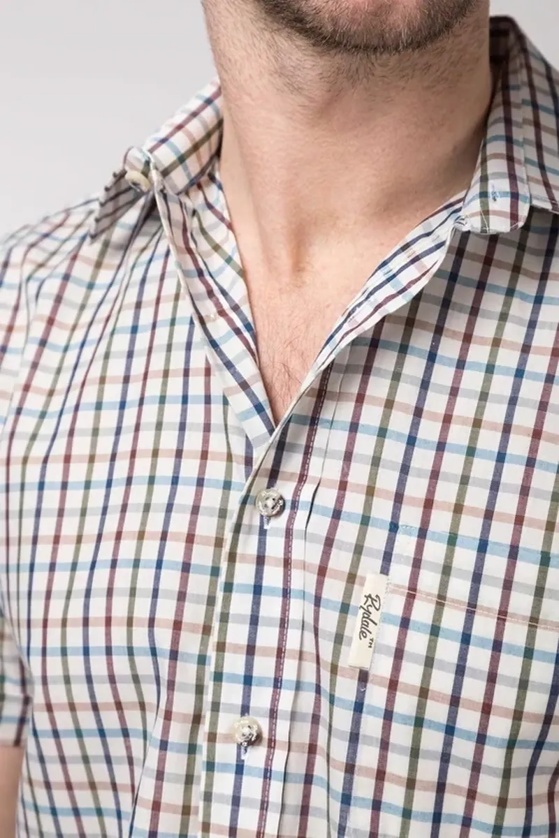 Rydale Men's Short Sleeved Check Shirt in Harvest Light Check-2