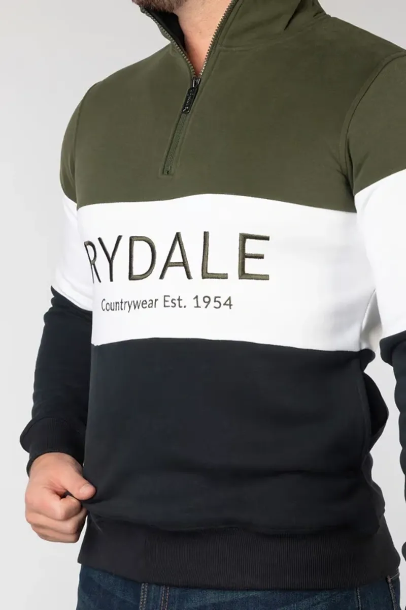 Rydale Byland Men's Sweatshirt - Rydale in Olive/White/Black-5