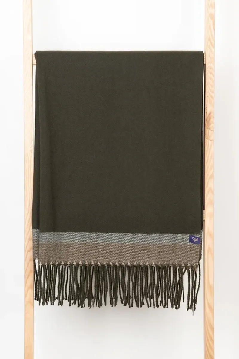 Rydale Ladies Bella Stripe Scarf in Olive/Cream/Caramel