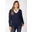 Rydale Emma Ladies V Neck Cable Knit Jumper in Navy