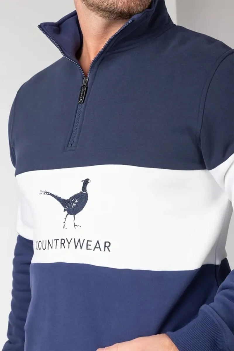 Rydale Byland Men's Sweatshirt - Pheasant in Navy/White/Denim-5