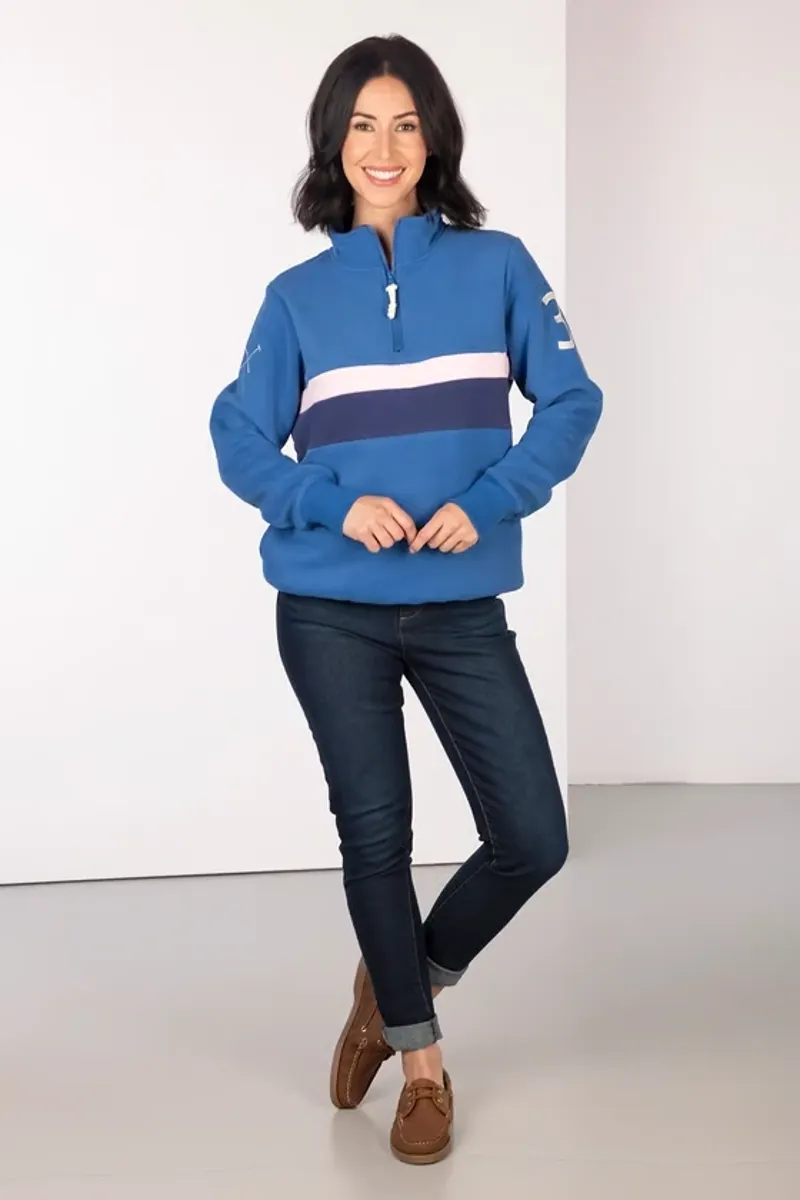 Rydale Ladies Bramham Stripe Sweatshirt in Blue/Navy-3