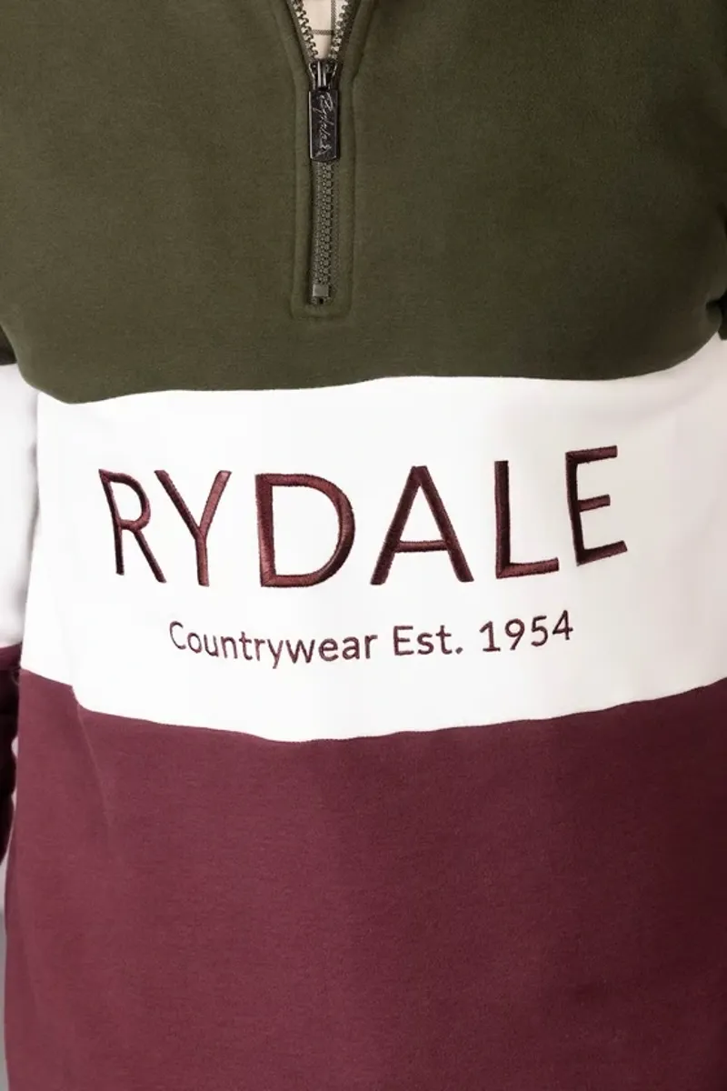 Rydale Byland Men's Sweatshirt - Rydale in Wine/White/Olive-6