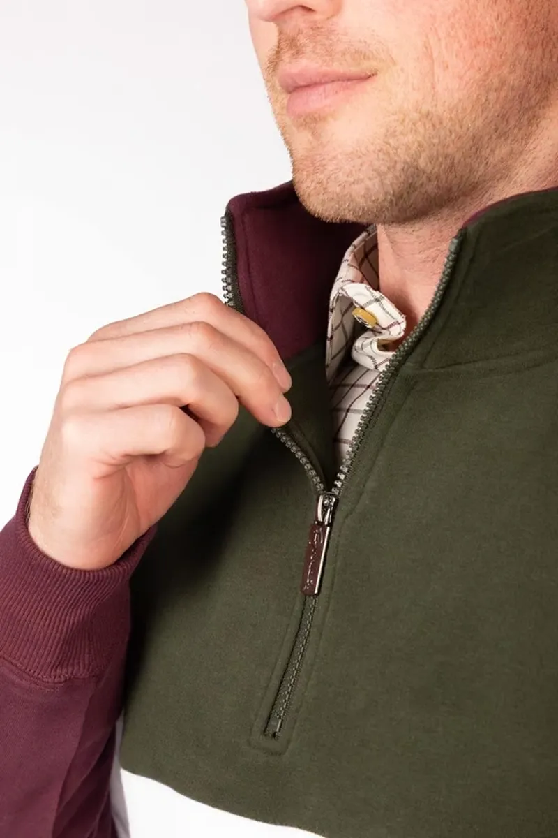 Rydale Byland Men's Sweatshirt - Rydale in Wine/White/Olive-5