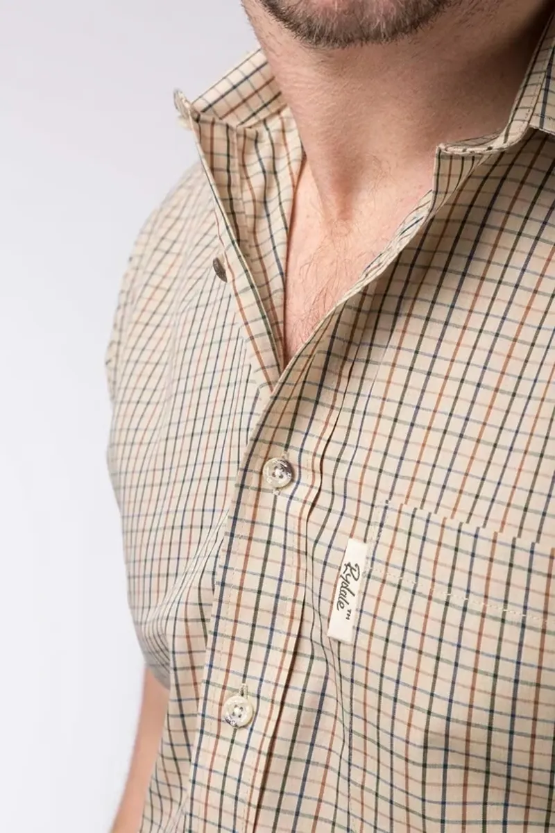 Rydale Men's Short Sleeved Check Shirt in Poacher Beige-5
