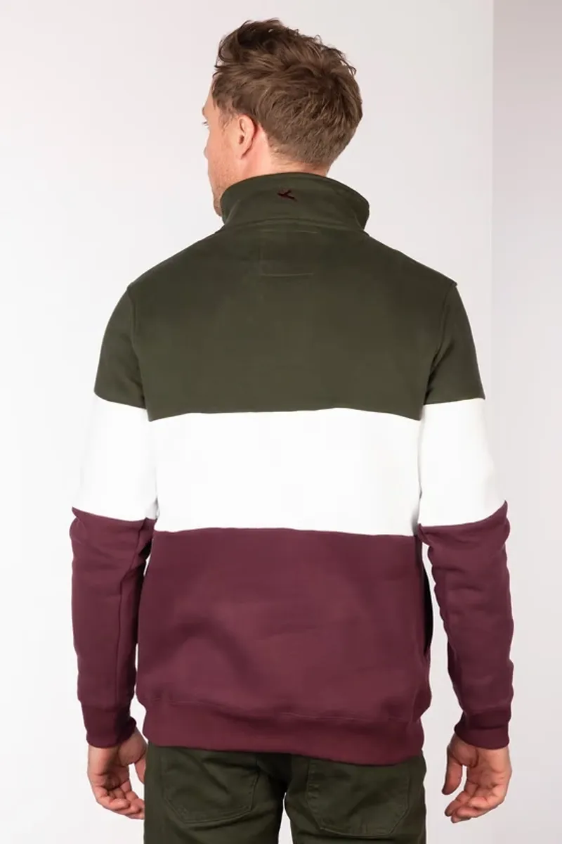 Rydale Byland Men's Sweatshirt - Rydale in Wine/White/Olive-3