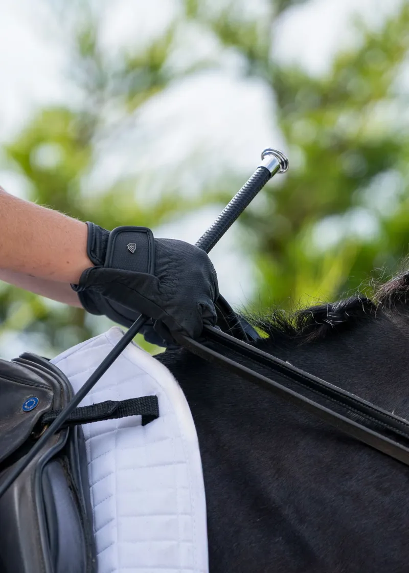 Woof Wear Diamond Dressage Whip 110cm in Black/Silver-1