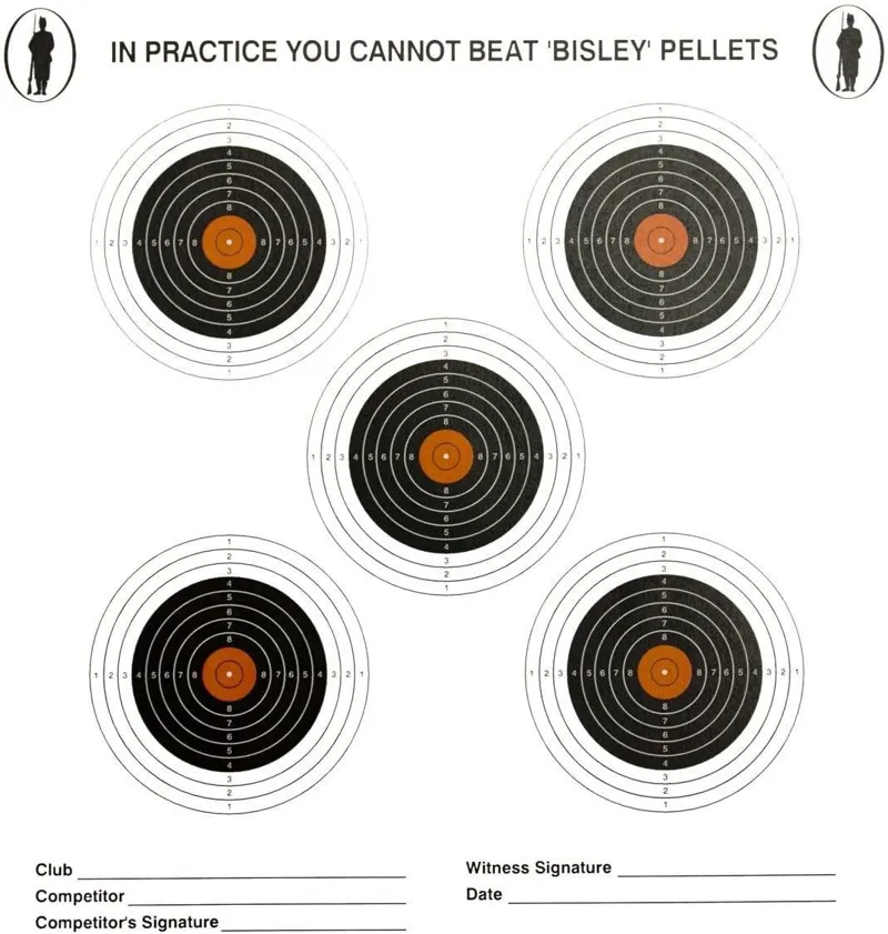 Bisley 17cm Medium Grade Card Five Targets - Pack of 100