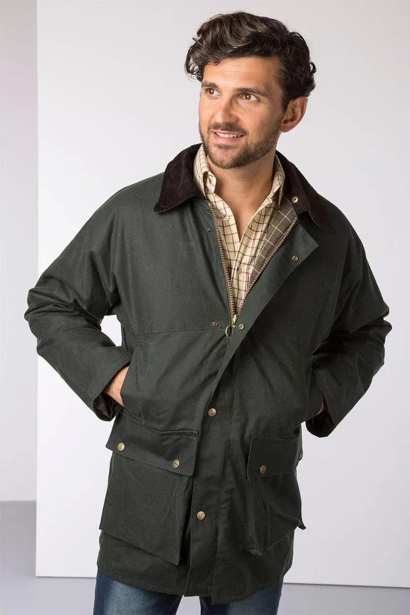 Rydale Thirsk Men's Waxed Jacket in Olive-1